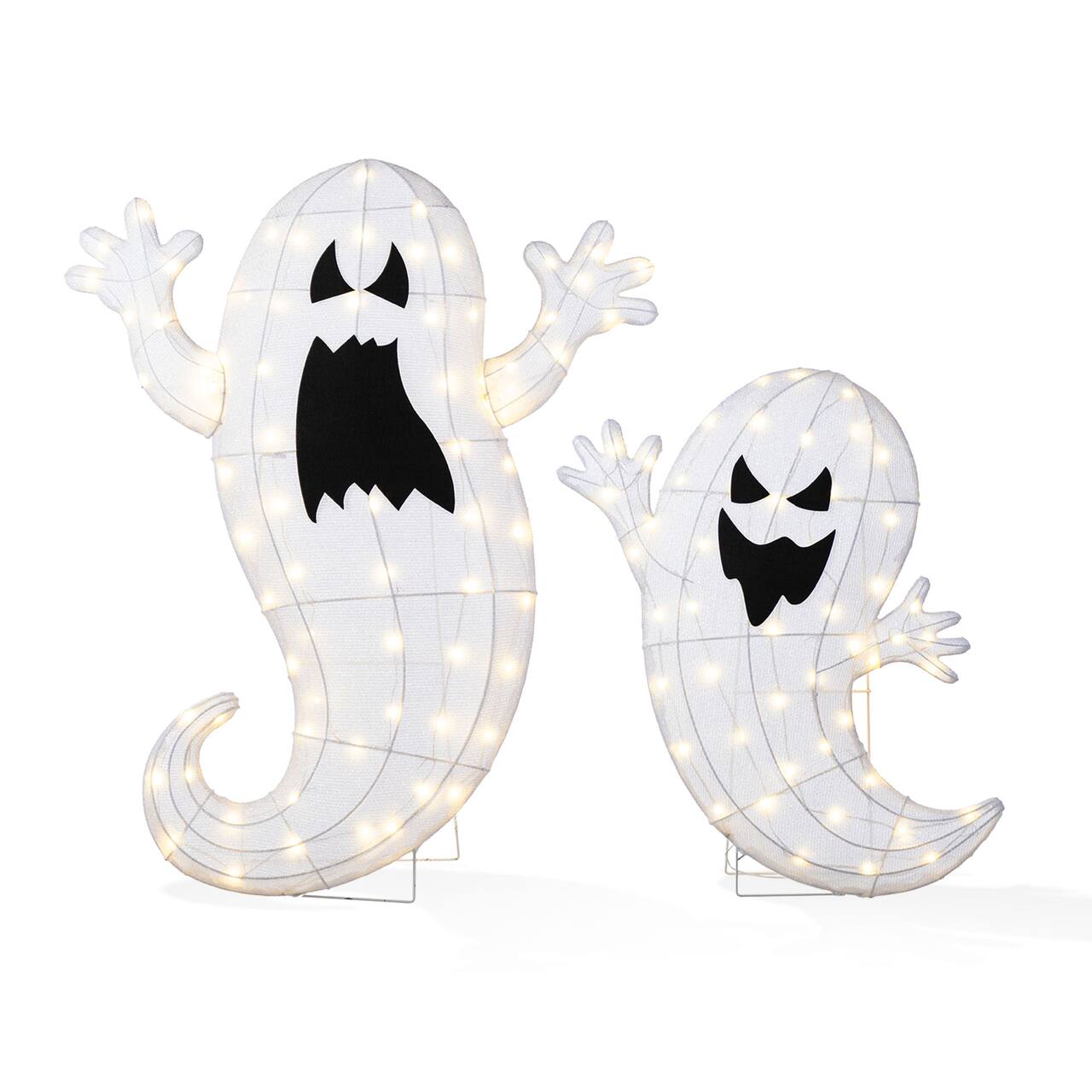 Glitzhome® Set of 2 Lighted Halloween 2.5D Ghosts Family Outdoor Decor